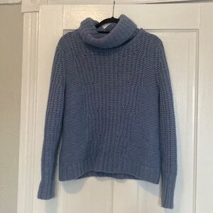 Chunky blue merino wool blend turtleneck sweater